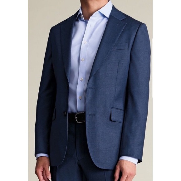 Charles Tyrwhitt Royal Blue Classic Fit Natural Stretch Twill Jacket 46L NWT